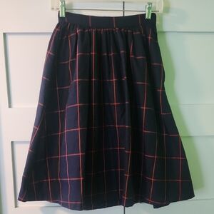 Modcloth navy and red bow back A-line skirt Size XS